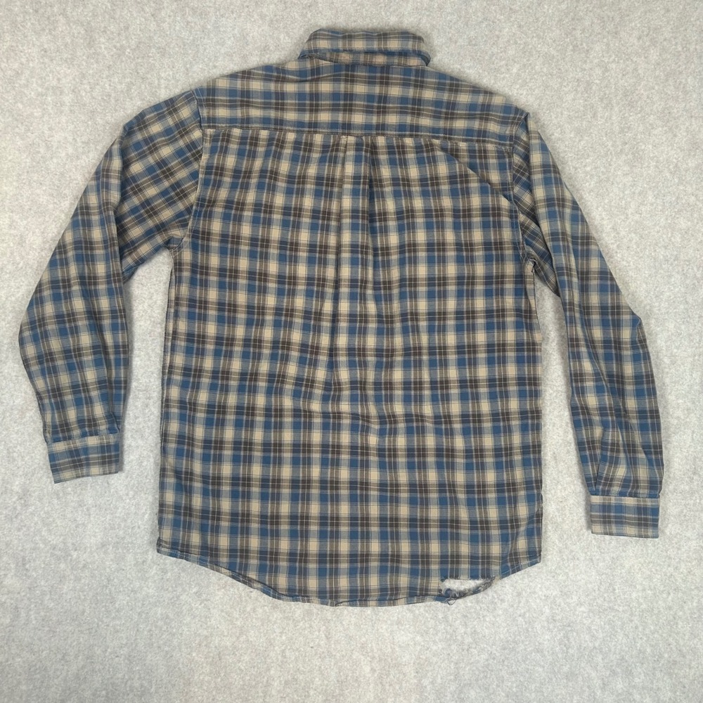 Carhartt Button Down Shirt Mens Medium Blue Tan Plaid Long‎ Sleeve Workwear 1237 - Picture 6 of 9